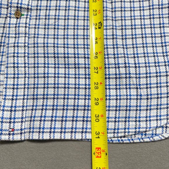 Tommy Hilfiger Men's Long Sleeve Buttons Plaid Blue Shirt Size XXL 80's Two Ply - Picture 8 of 8